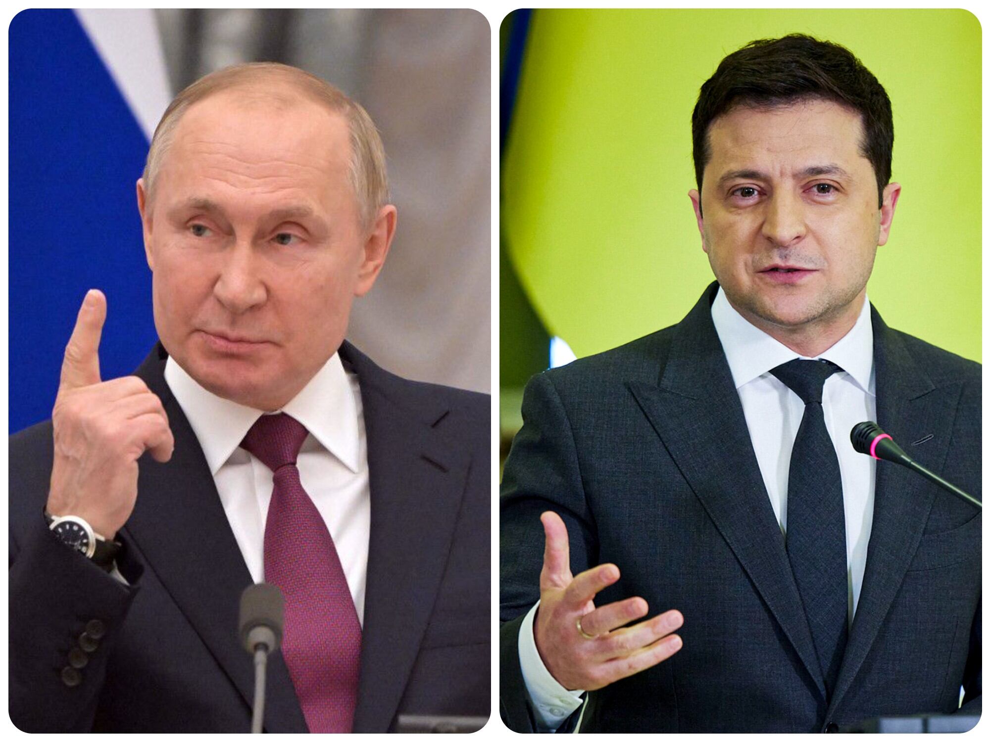 Presidente de Rusia, Vladimir Putin y de Ucrania, Volodímir Zelenski.