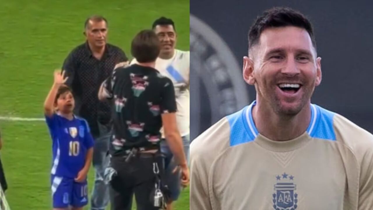 Mateo y su papa Lionel Messi.