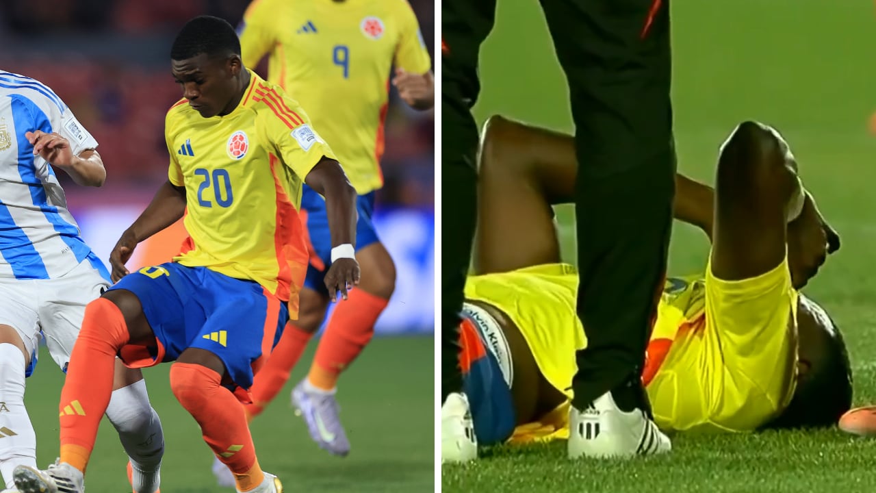 Joel Canchimbo, lesionado en el Colombia vs. Argentina por el Mundial Sub-20 de Chile 2025.