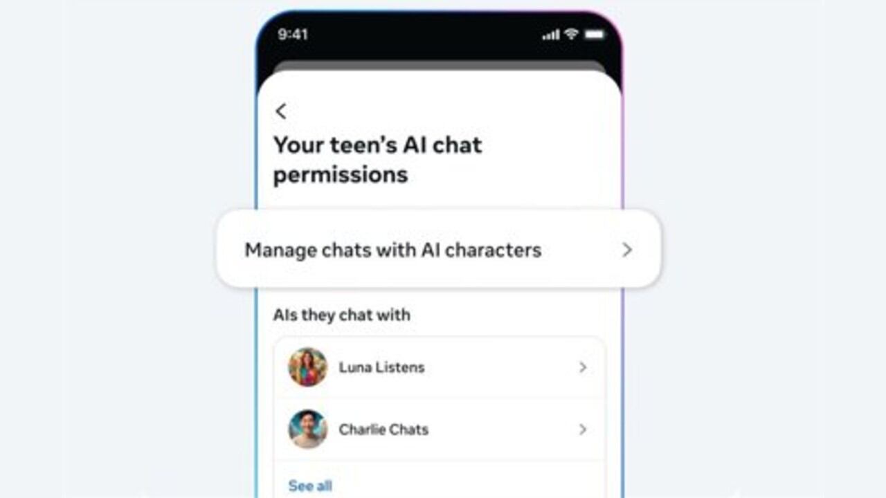 Controles parentales para limitar los chats entre menos y personajes de IA.