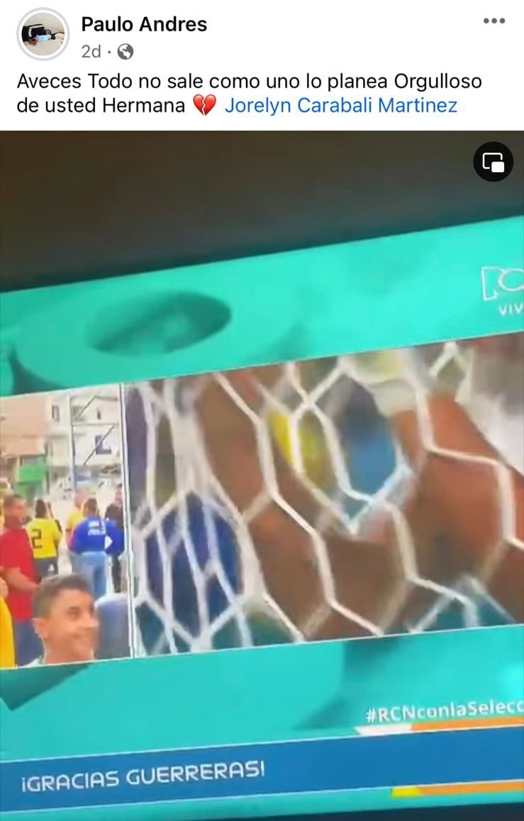 El mensaje de Andrés Carabalí a su hermana Jorelyn.