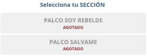 Palcos para RBD agotados