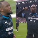 Usain Bolt celebrando su anotación en el partido benéfico. Captura de pantalla tomada de @socceraid