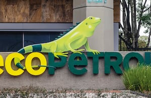 Bogota, Colombia - 19 October 2023. Ecopetrol sign at the company building on the Seventh Avenue in Bogota