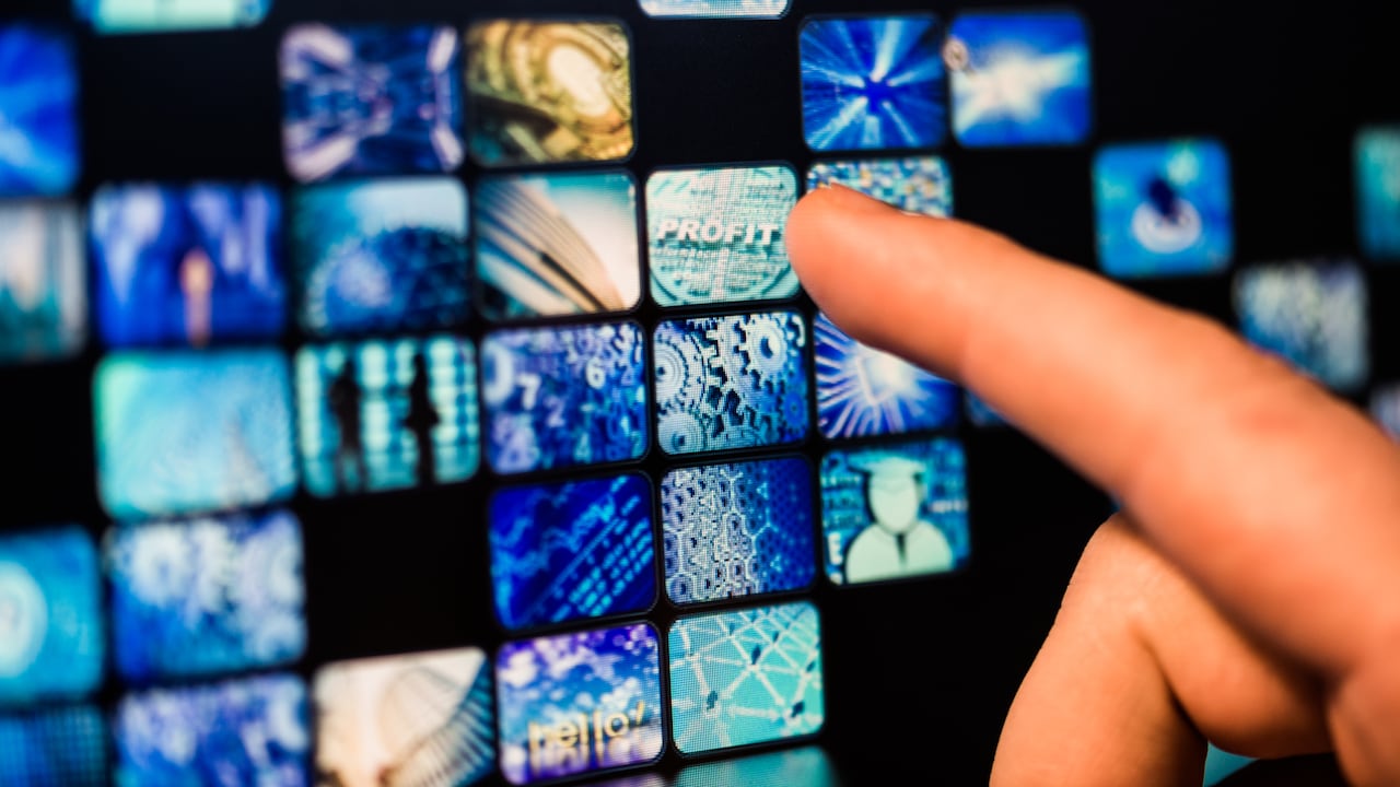 Video wall with small screens digital concept