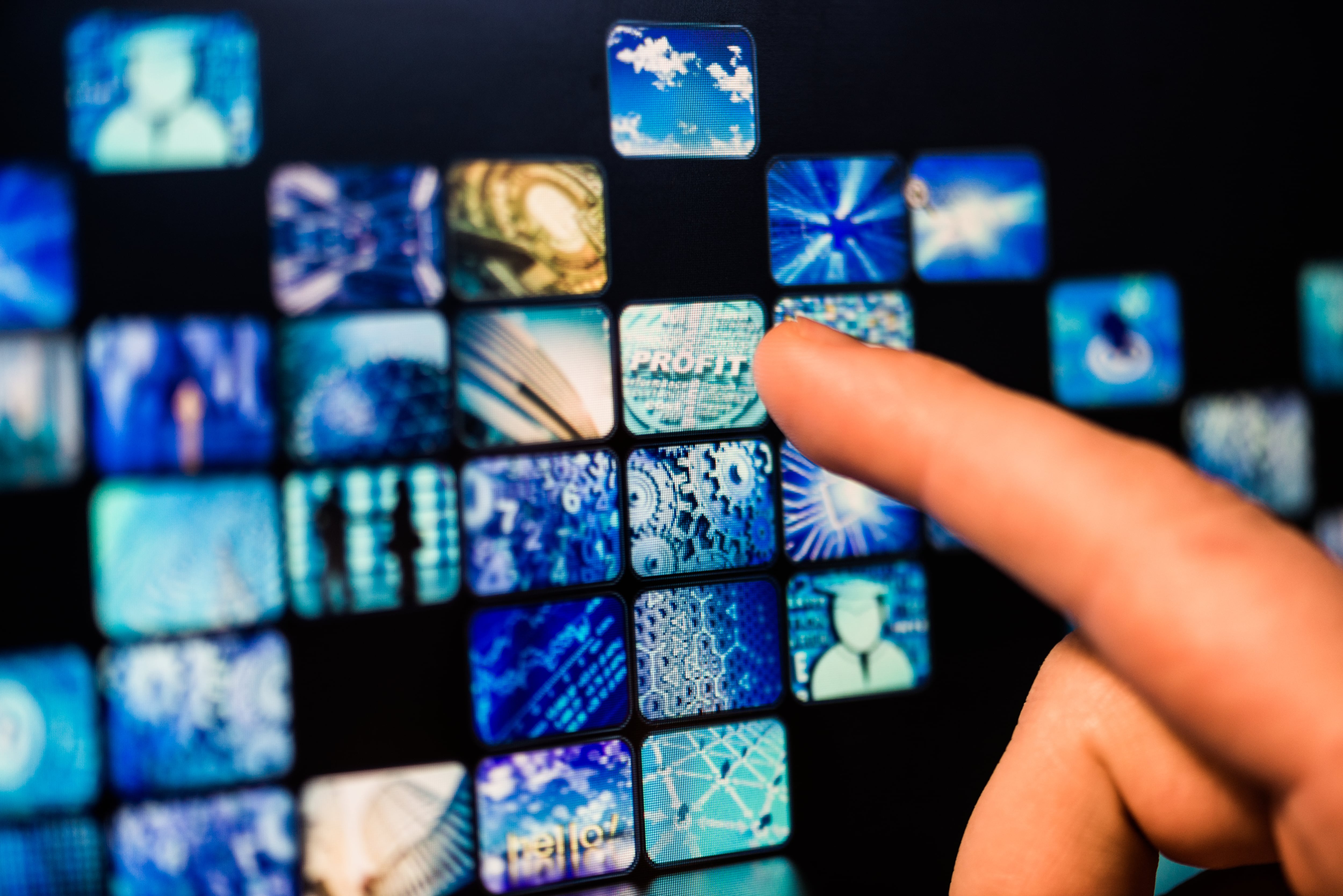 Video wall with small screens digital concept