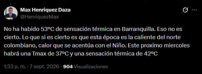 El pronóstico de Max Henríquez difiere del dato de Radi y mantiene la alerta por el calor.