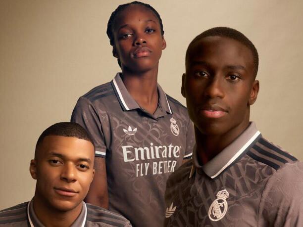 Linda y Mbappé, juntos, con la nueva camiseta del Real Madrid.