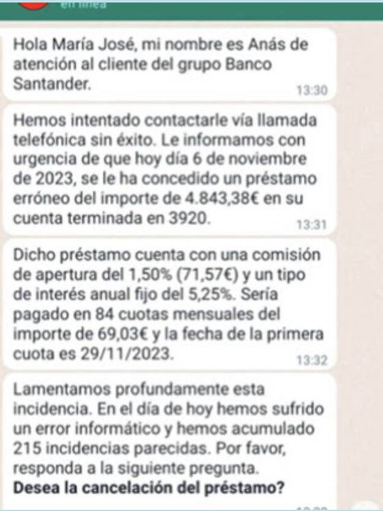 Banco Santander estaría siendo suplantado.