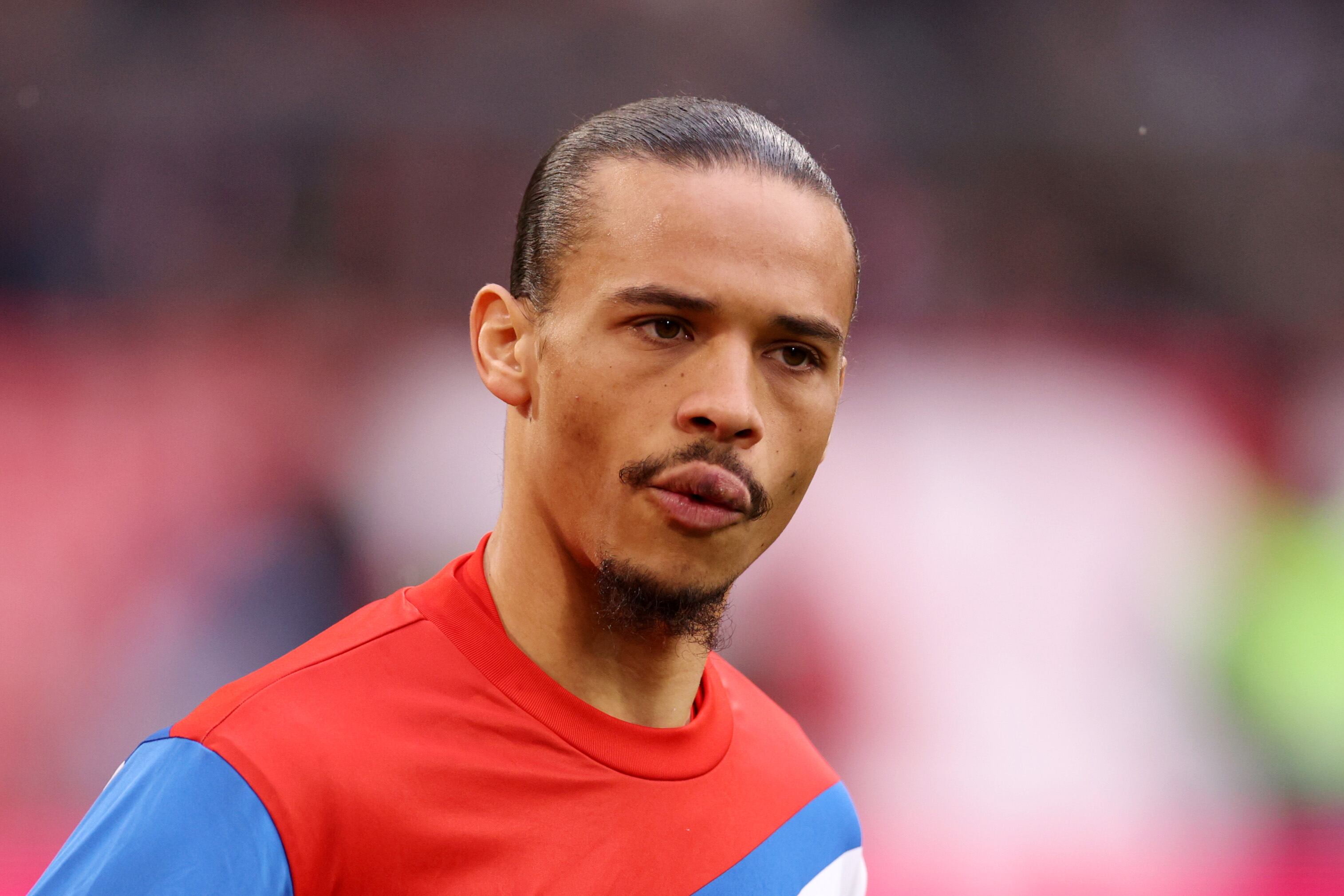 MUNICH, GERMANY - APRIL 15: Leroy Sane of FC Bayern Munich looks on prior to the Bundesliga match between FC Bayern München and TSG Hoffenheim at Allianz Arena on April 15, 2023 in Munich, Germany. (Photo by Adam Pretty/Getty Images)