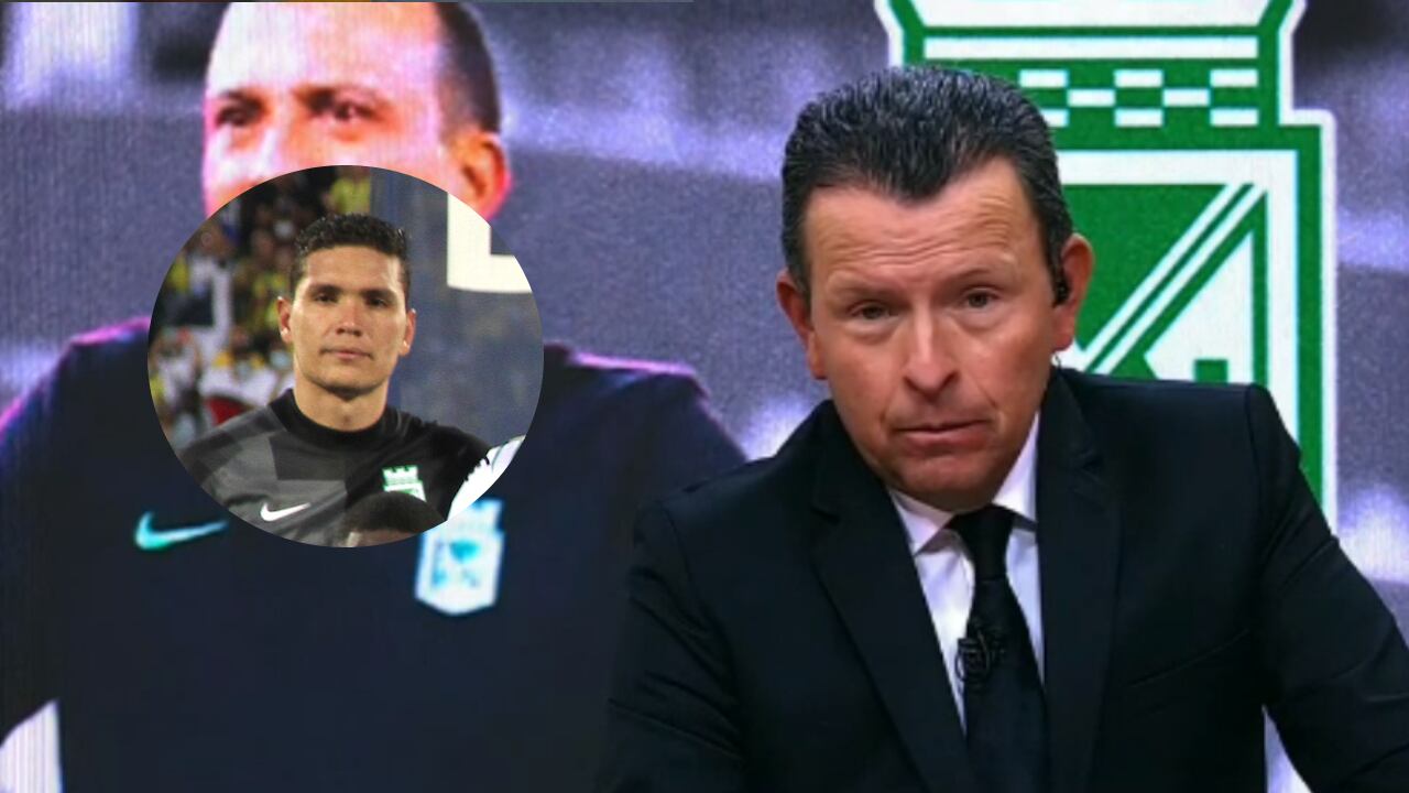 Adolfo Pérez fue el encargado de contar lo sucedido con el portero verdolaga en el entretiempo del partido frente a Bucaramanga