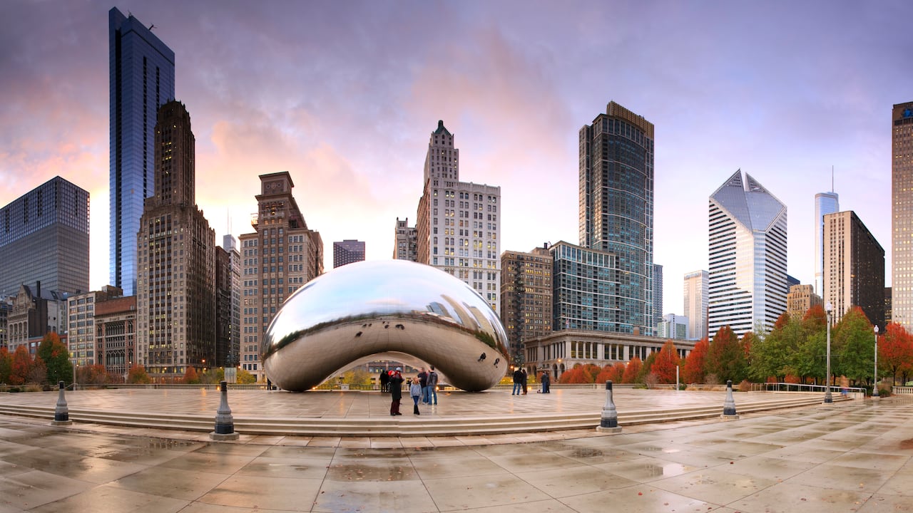 El frijol, la escultura en el Millennium Park de Chicago, Illinois, en Estados Unidos