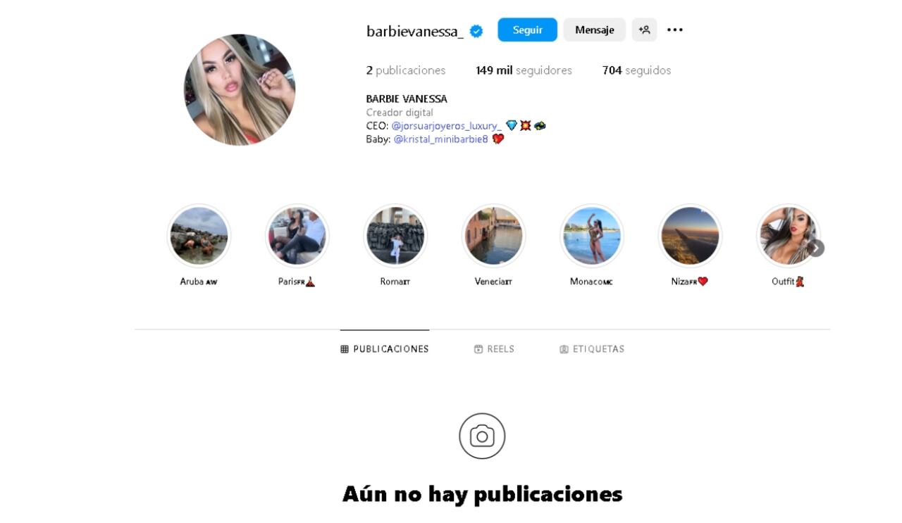 Así está actualmente el perfil de la mujer.