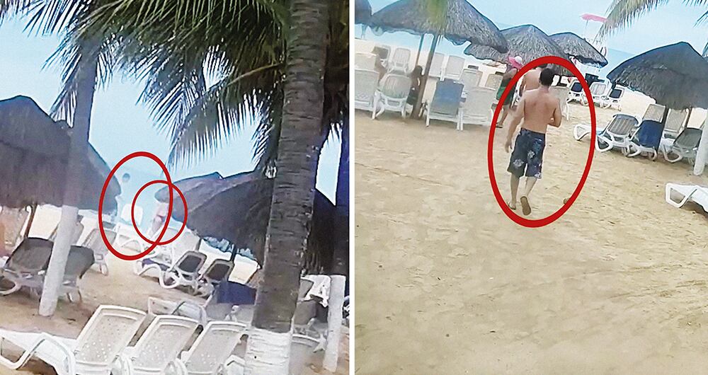  8:59 a. m. Se ve a uno de los criminales merodeando el lugar.