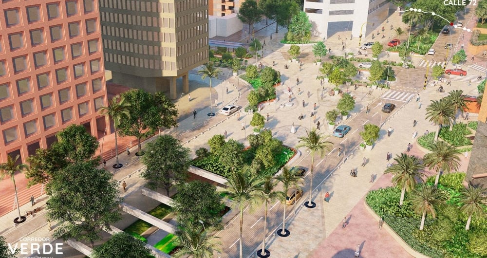Así quedaría el Corredor Verde carrera Séptima según las imágenes expuestas por el IDU.
