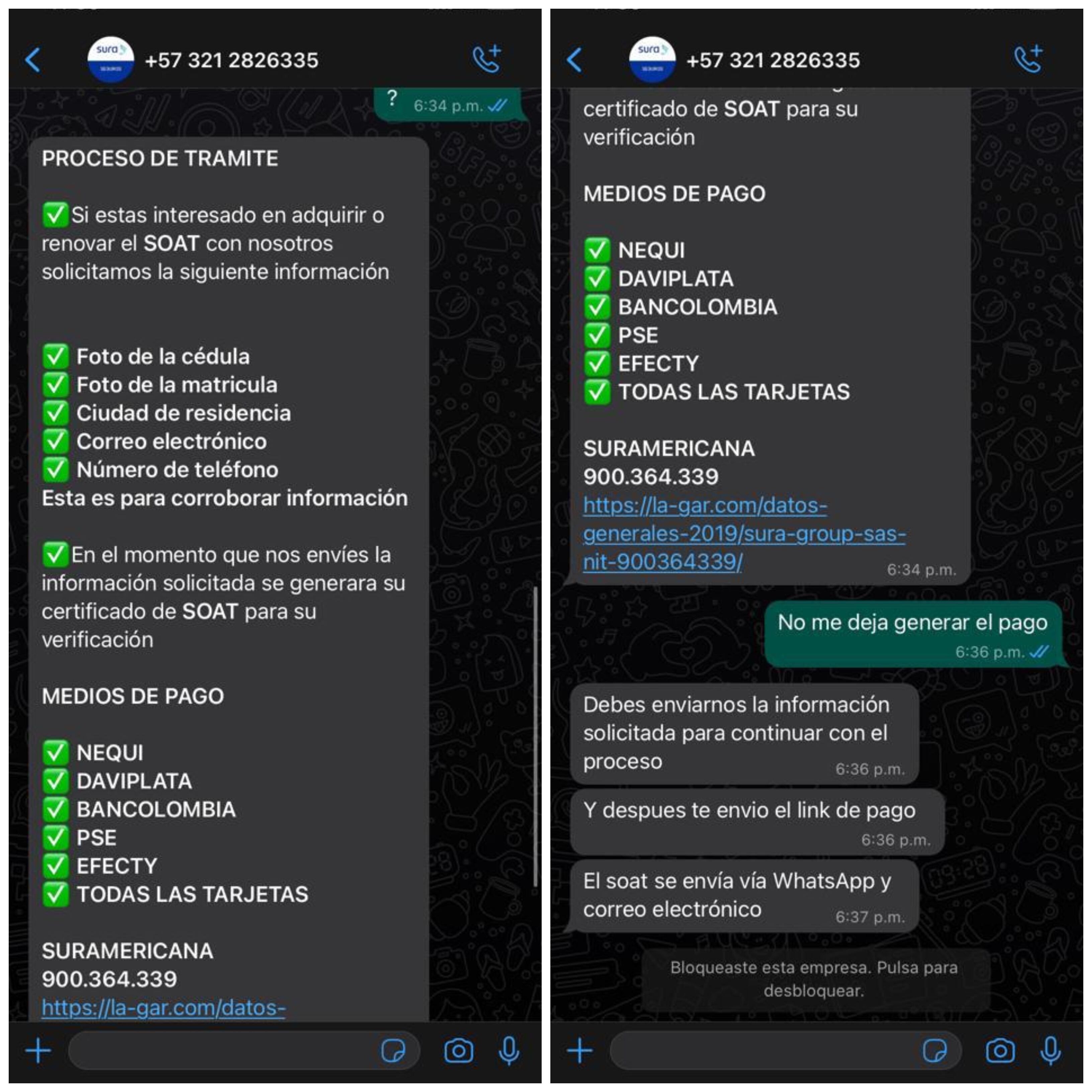 supuesta agencia estafa a conductores para que compren el seguro por WhatsApp