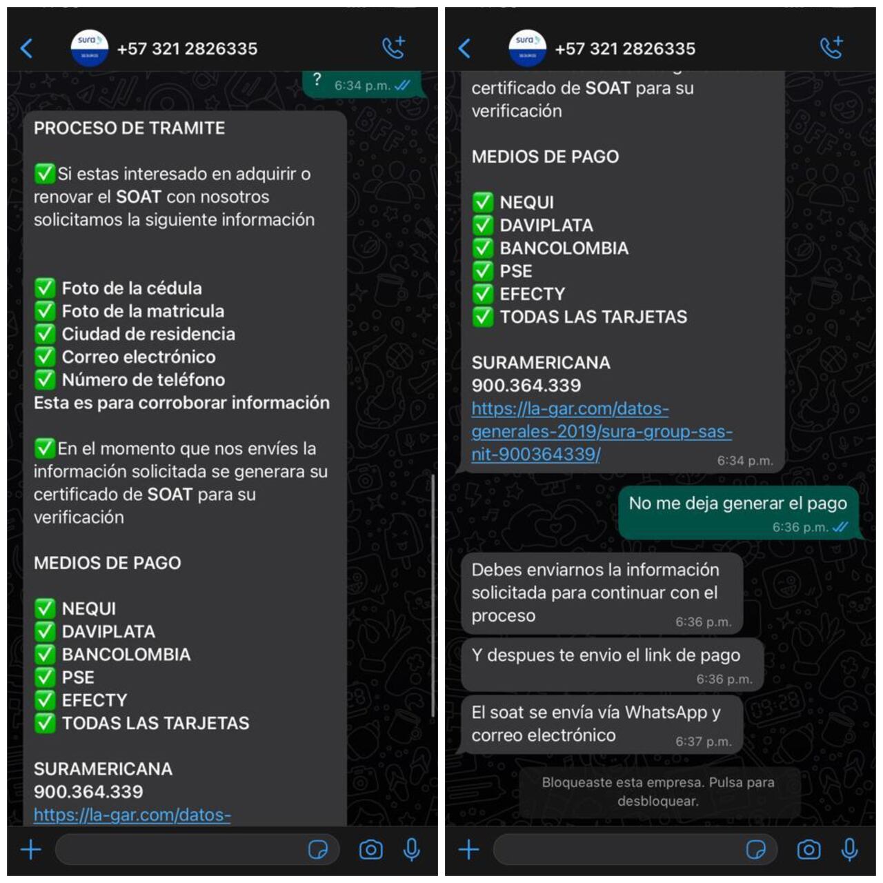 supuesta agencia estafa a conductores para que compren el seguro por WhatsApp