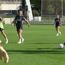Linda Caicedo y gol en entrenamiento del Madrid.
