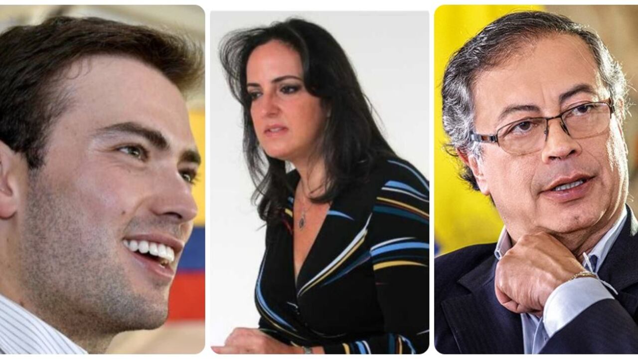 Esteban Santos, María Fernanda Cabal y Gustavo Petro.