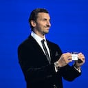 MONACO, MONACO - AUGUST 28: Special guest Zlatan Ibrahimovic draws out the card of FC Barcelona during the UEFA Champions League 2025/26 League Phase Draw at Grimaldi Forum on August 28, 2025 in Monaco, Monaco. (Photo by Kristian Skeie - UEFA/UEFA via Getty Images)