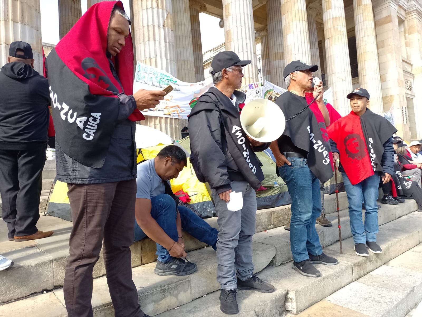 Docentes de Asoinca en la entrada del Capitolio.