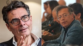 Alejandro Gaviria y el presidente Gustavo Petro durante un consejo de ministros.
