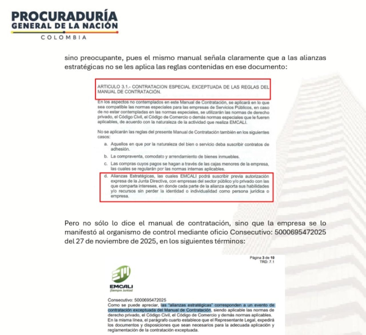 La Procuraduría ha planteado dudas frente al proceso de contratación mediante la figura de "invitación privada".