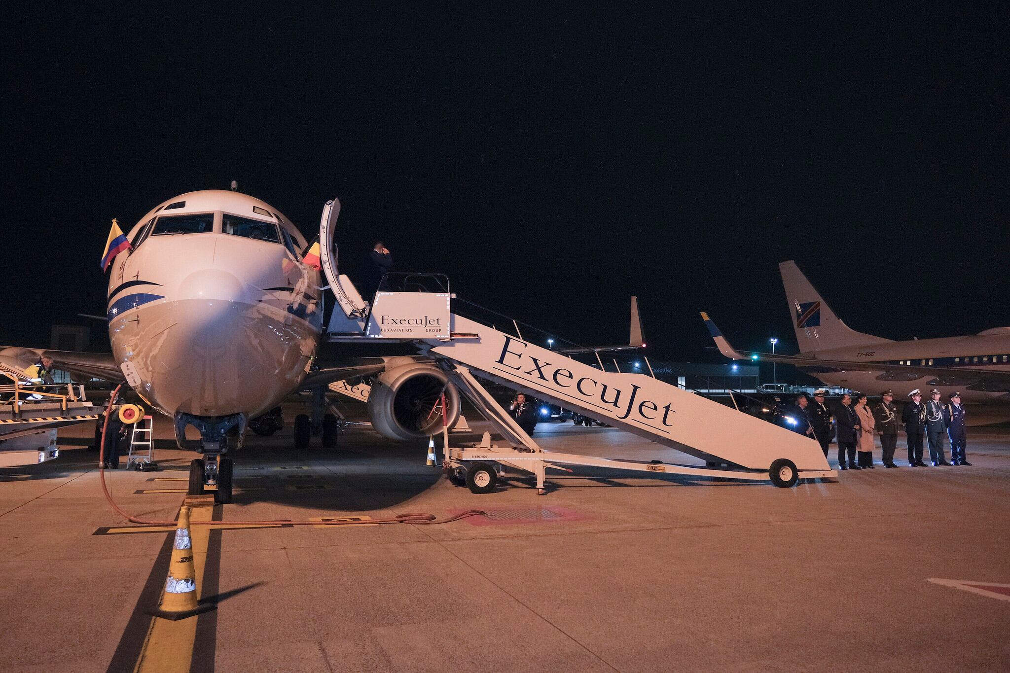 El avión presidencial colombiano tras trasladar al jefe de Estado, Gustavo Petro, y su comitiva a Bruselas (Bélgica), este 8 de octubre de 2025