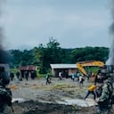 El Ejército adelantó un operativo contra la extracción ilegal de oro en López de Micay, Cauca, que realizan las disidencias de las Farc. Foto Especial para El País