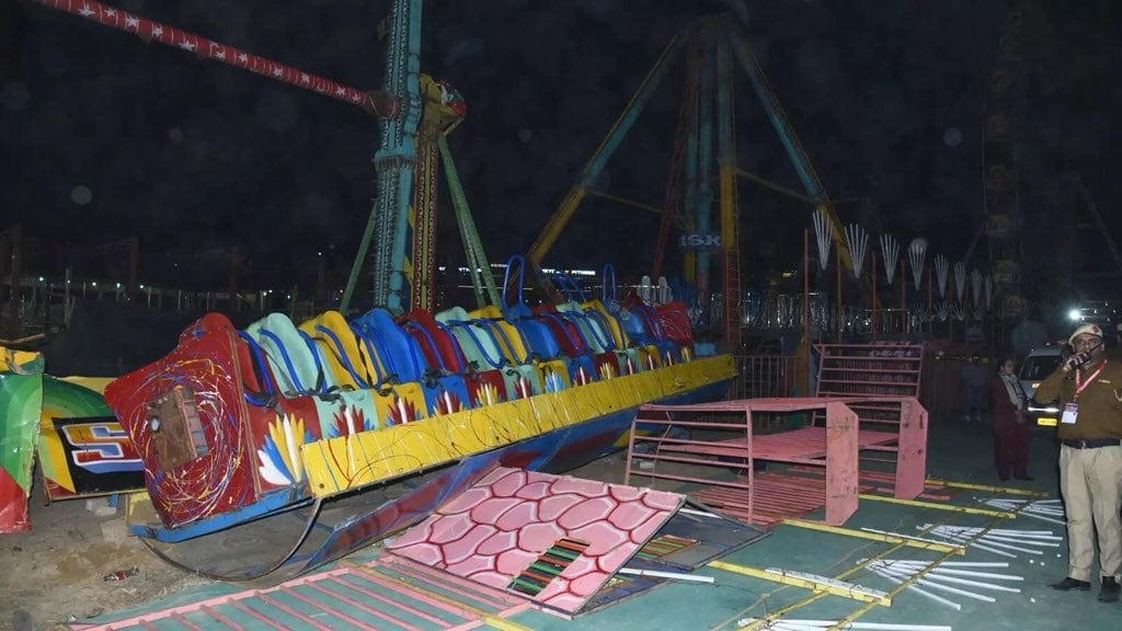 Un mal funcionamiento de una atracción en Surajkund Mela mató a un inspector durante la evacuación e hirió a 13 visitantes de la feria