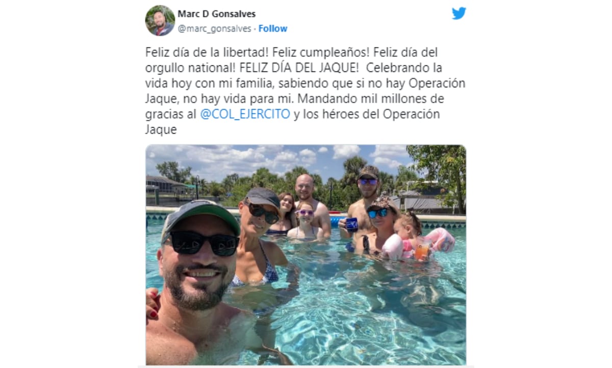 Marc Gonsalves, uno de los tres estadounidenses liberados recordó Operación Jaque em su aniversario 15.