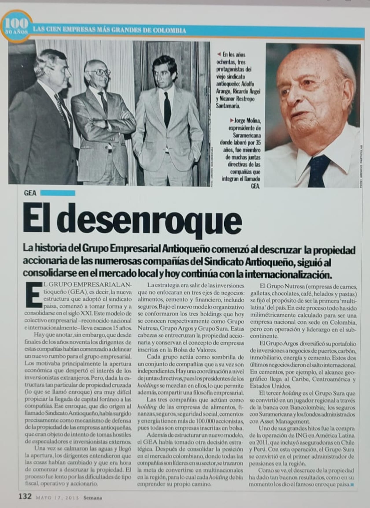 Publicación en la revista Semana. Año 2002