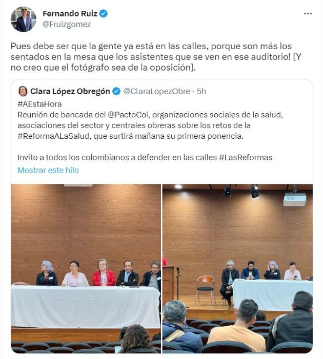 El exministro se refirió a la reunión de congresistas que apoyan la reforma a la salud.