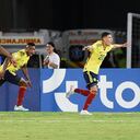 Colombia vs Perú - Óscar Cortés celebrando el segundo tanto de la Tricolor.