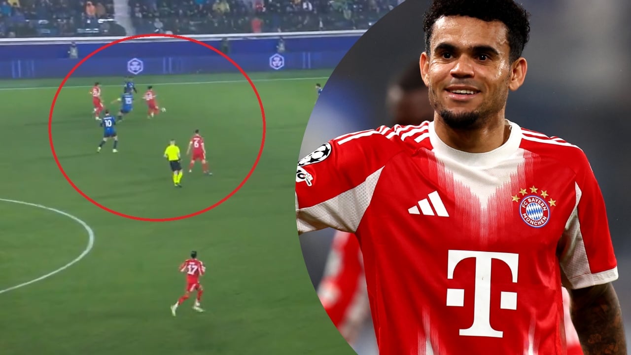 Momento exacto de la jugada de Luis Díaz.