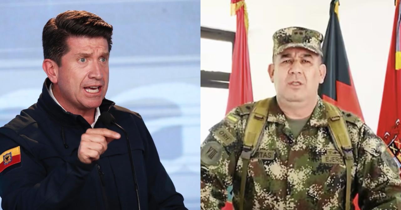 A la izquierda el exministro de Defensa, Diego Molano, y el general Juan Miguel Huertas.