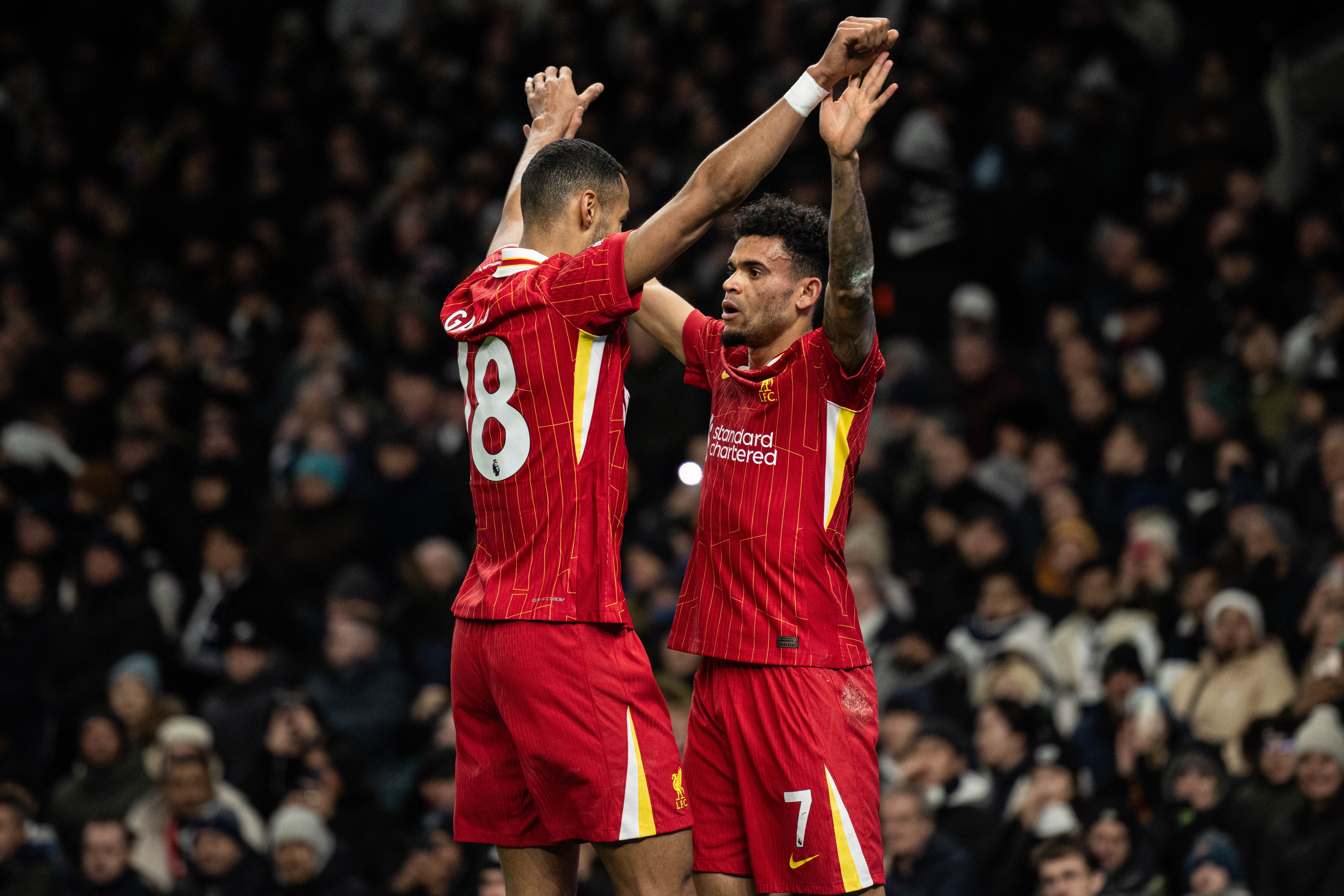 LIVERPOOL, ENGLAND - NOVEMBER 27: Luis Diaz of Liverpool during the UEFA Champions League 2024/25 League Phase MD5 match between Liverpool FC and Real Madrid C.F. at Anfield on November 27, 2024 in Liverpool, England. (Photo by Justin Setterfield/Getty Images)