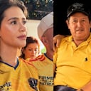 Sonia Restrepo y su hermano Geimar junto a su padre.