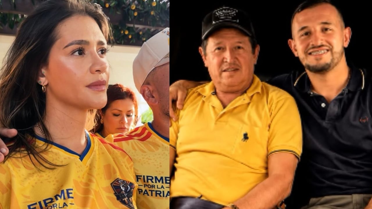 Sonia Restrepo y su hermano Geimar, junto a su padre.