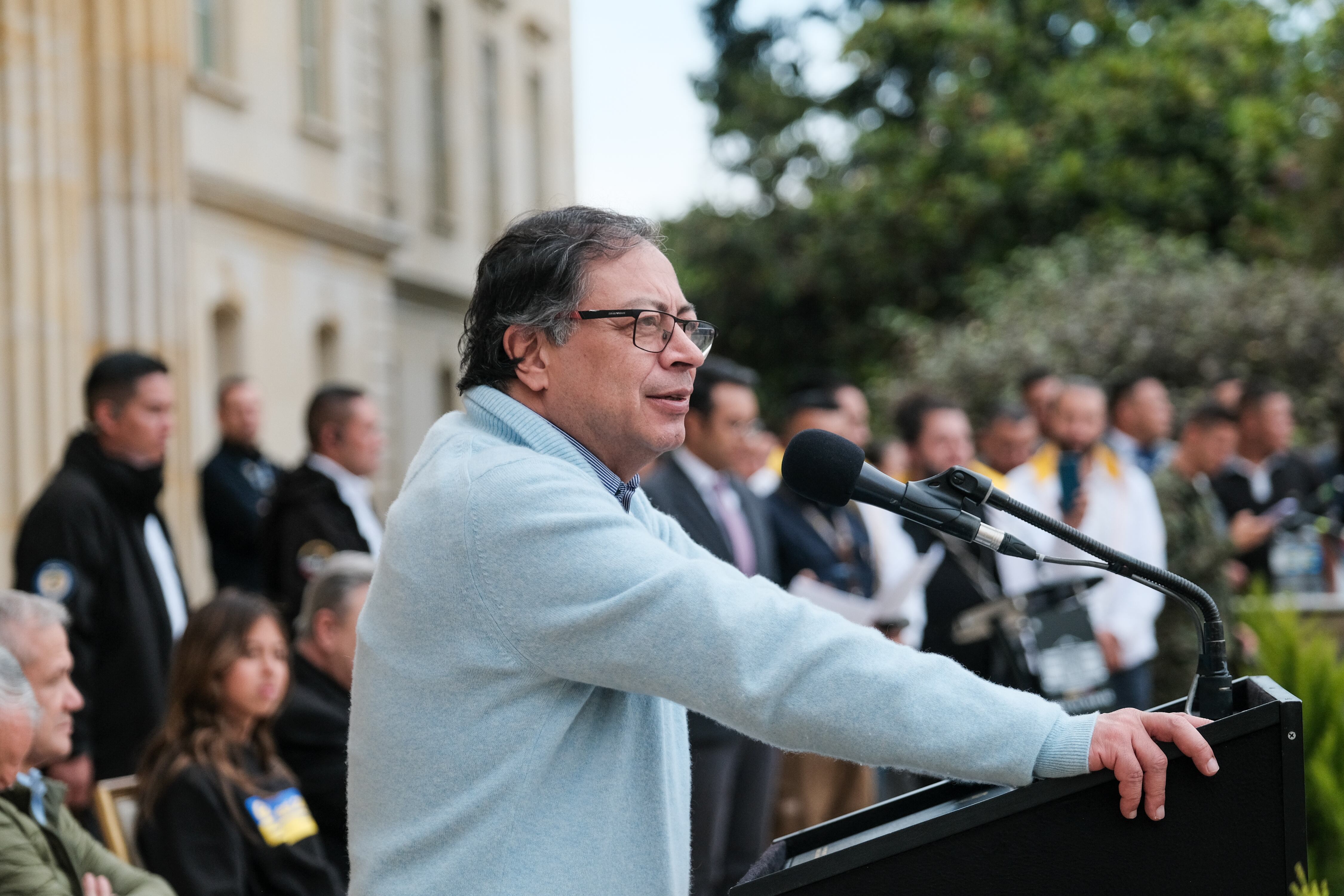 El presidente Gustavo Petro durante la celebración del Día de Navidad en la Casa de Nariño.