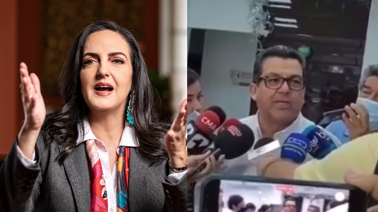 La senadora María Fernanda Cabal y el presidente de Colpensiones, Jaime Dussán.