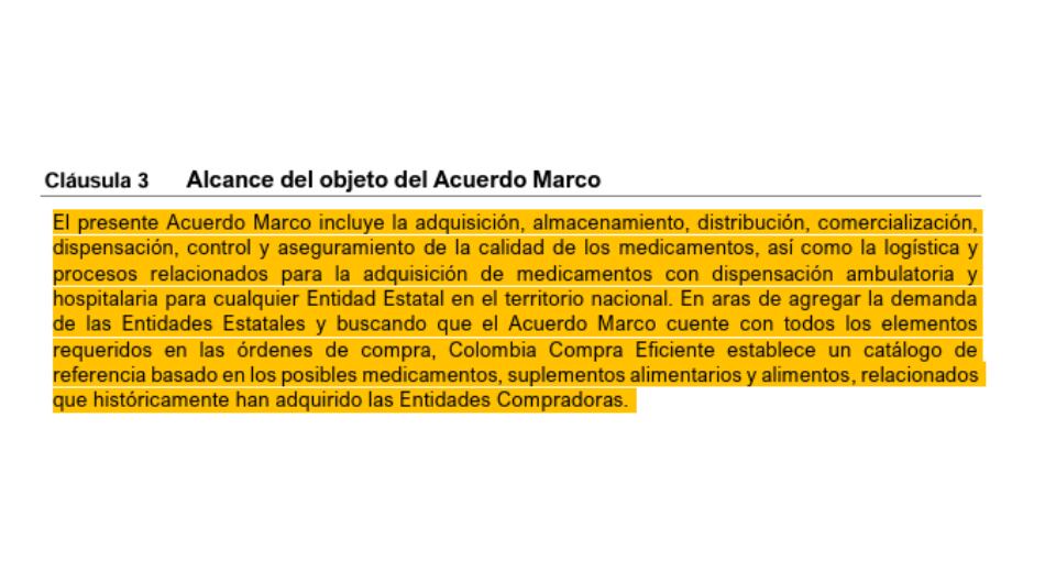 Acuerdo marco de precios para la adquisición, suministro y dispensación de medicamentos.