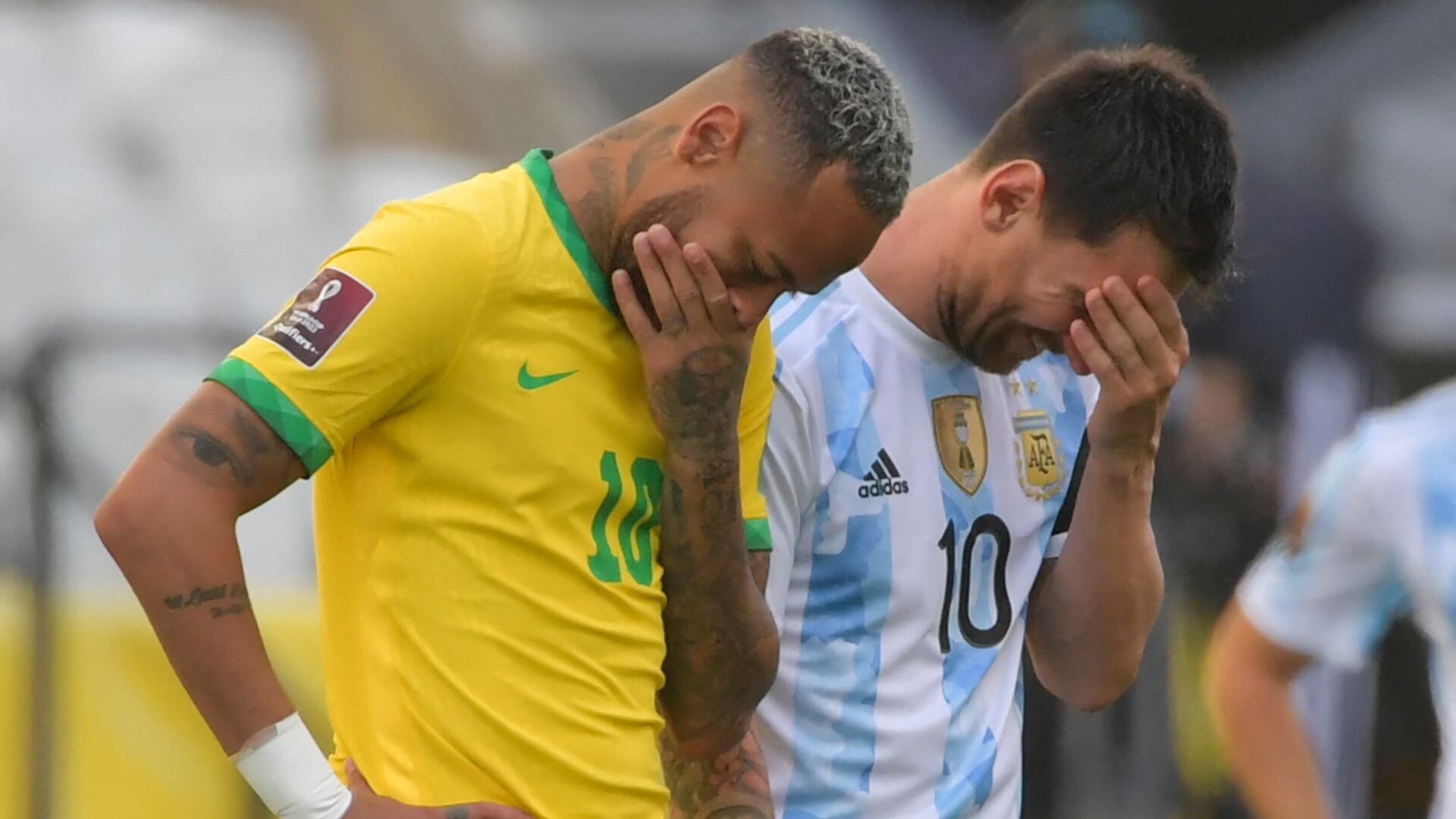 Imagen del duelo Brasil vs. Argentina, suspendido el 5 de septiembre de 2021.