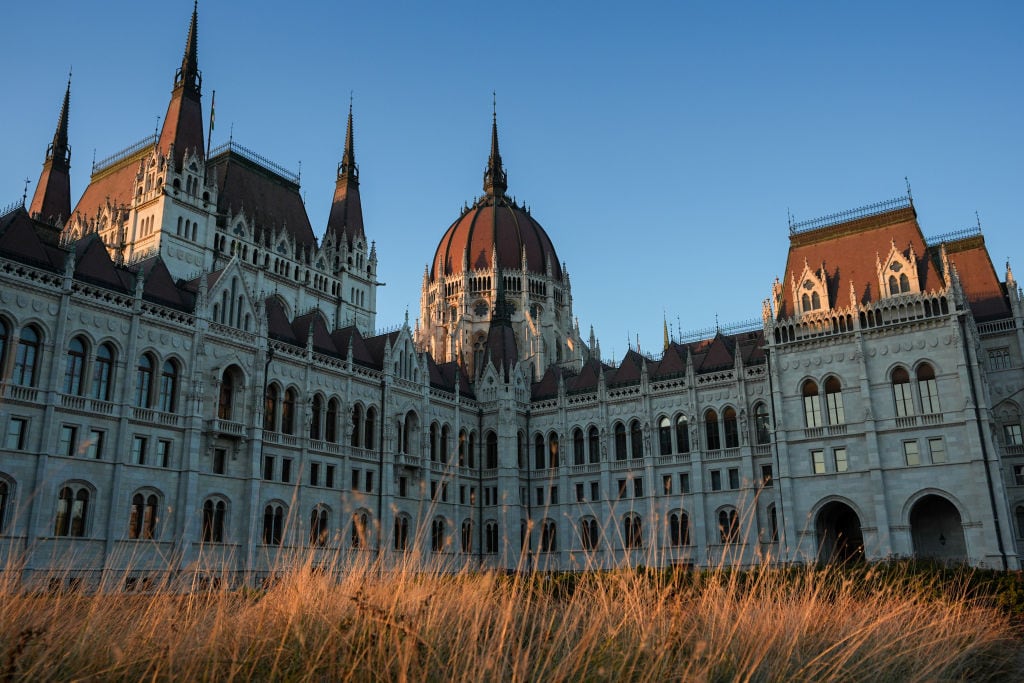 BUDAPEST, HUNGARY - DECEMBER 1: A view of the Parliament Building which is one of the most popular tourist destinations in Central Europe on December 1, 2024 in Budapest, Hungary. The city is built on both of the sides of Danube River, which attracts tourists with its historical buildings that offer the impression of an open-air museum. (Photo by Dilara Irem Sancar/Anadolu via Getty Images)