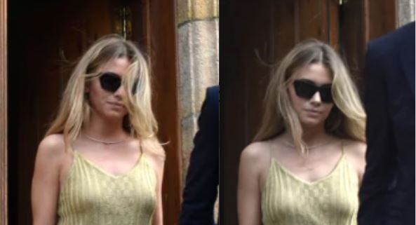 Clara Chía lució un vestido dorado de Victoria Beckham
