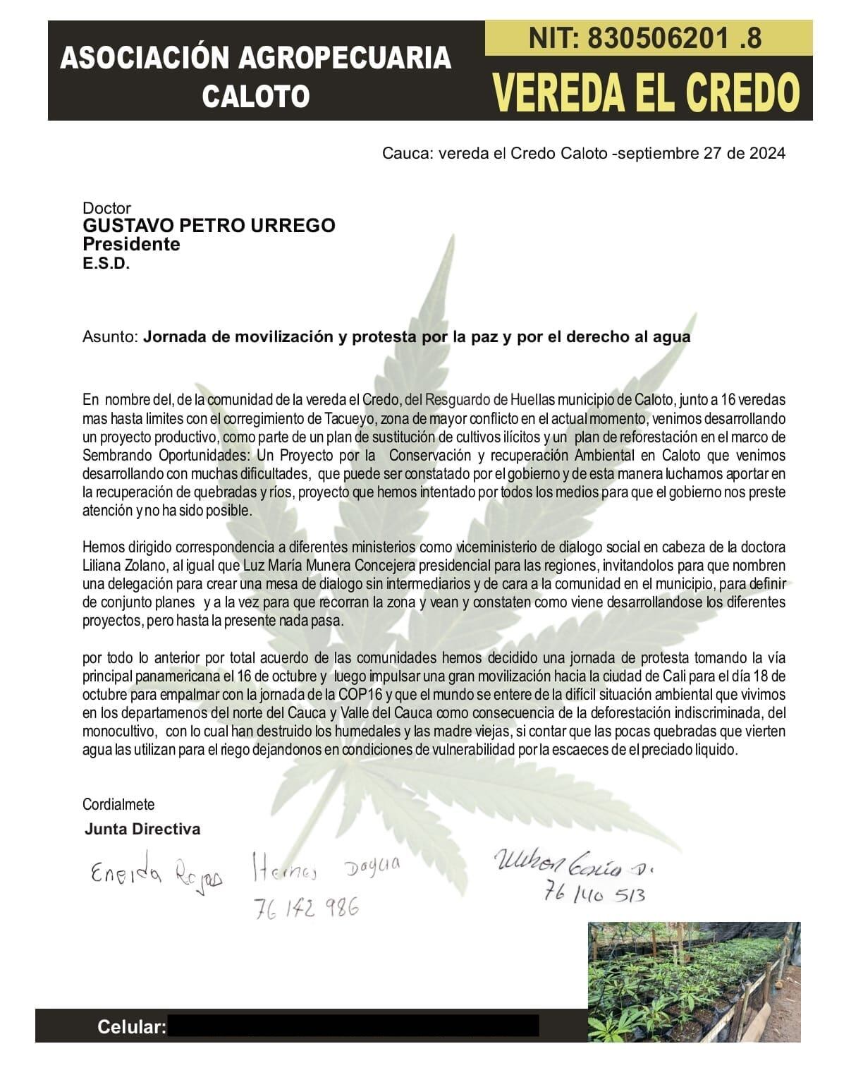 Comunicado de las comunidades de Caloto, Cauca.