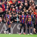 Karim Adeyemi celebra con el FC Barcelona el 2-0 vs. Feyenoord en Champions League