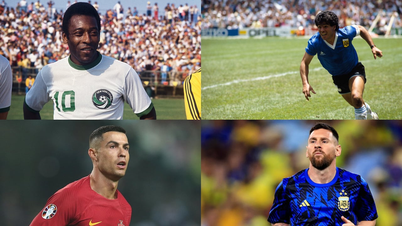 Pelé, Maradona, Cristiano Ronaldo y Messi.