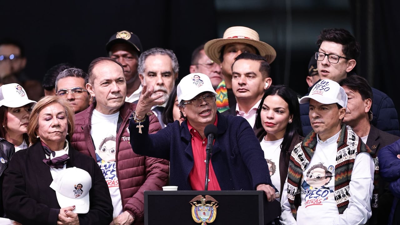 Presidente Gustavo Petro durante su discurso en la Plaza de Bolívar.
