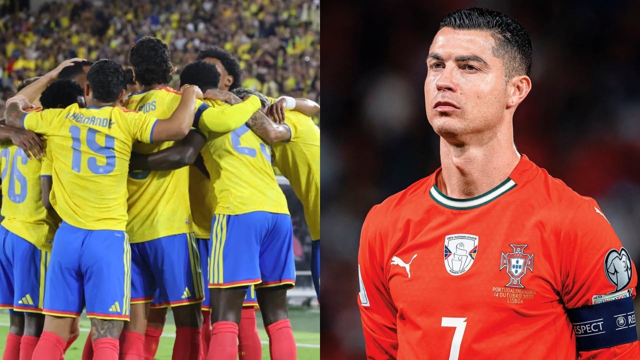Selección Colombia y Cristiano Ronaldo con la camiseta de Portugal.